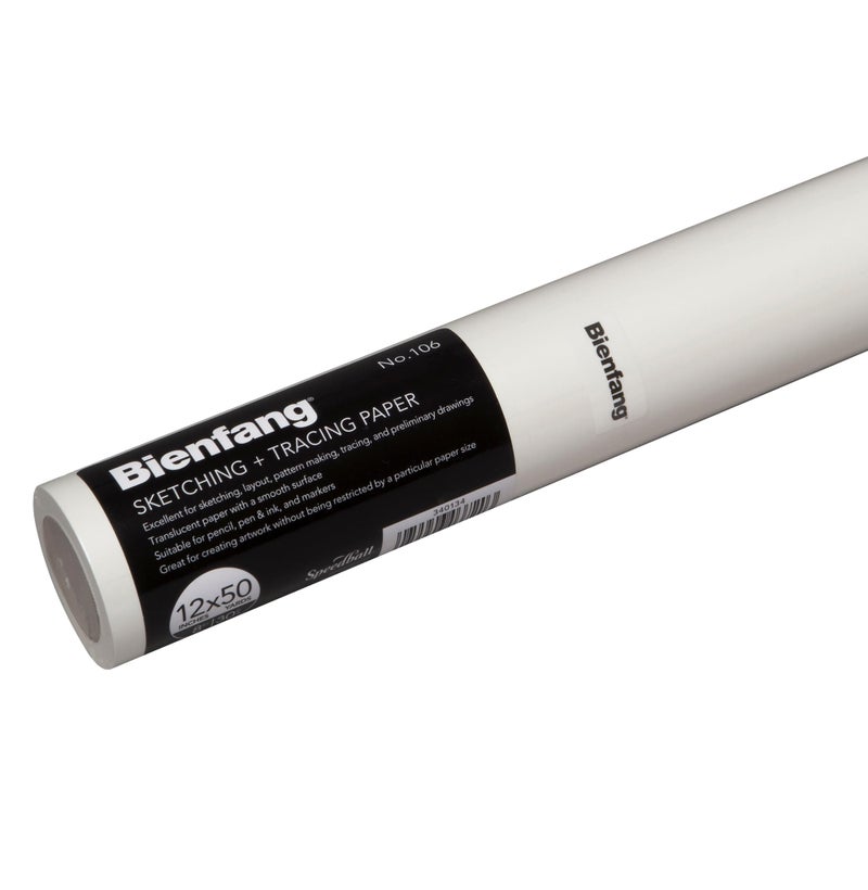 Bienfang Sketching & Tracing Paper Roll, White, 12 Inches x 50 Yards - for Drawing, Trace, Sketch, Sewing Pattern - Image 1